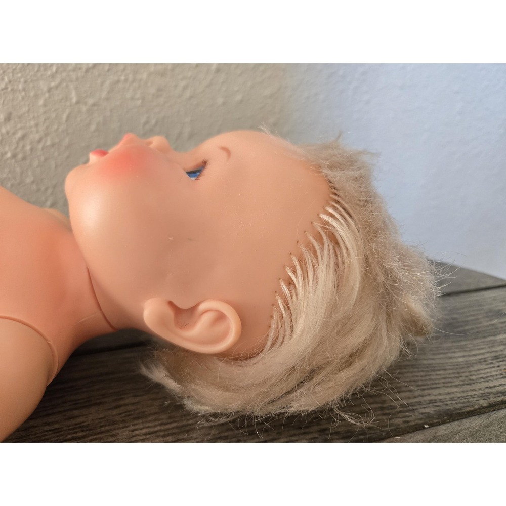 Vintage 1973 Ideal Rub A Dub Dolly 16" Baby doll Rooted Blonde Hair Blue Eyes - Picture 6 of 16